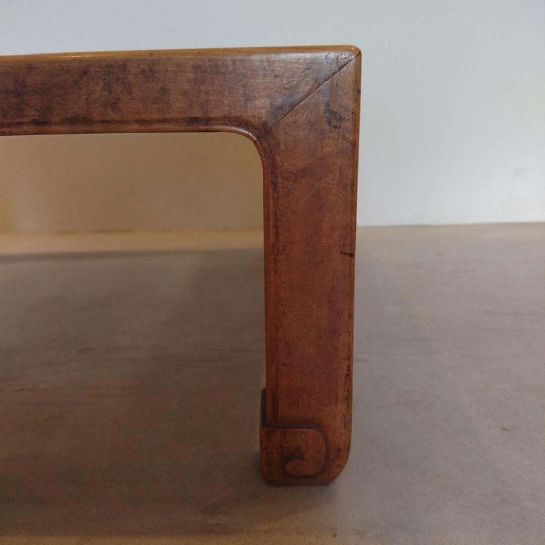 木彫り 古道具 アンティーク 木製 正方形座卓 ナチュラルウッド