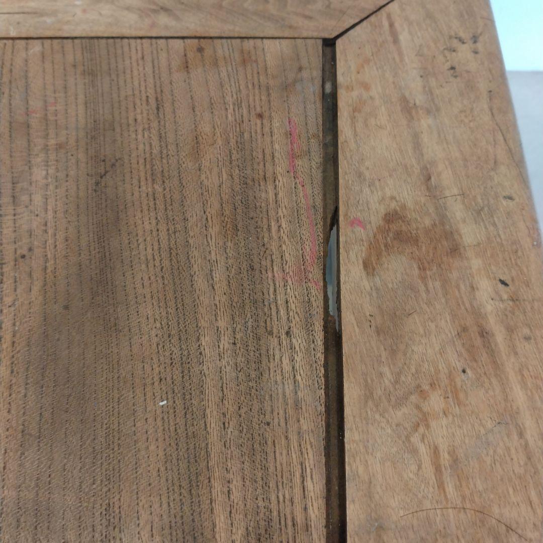 木彫り 古道具 アンティーク 木製 正方形座卓 ナチュラルウッド