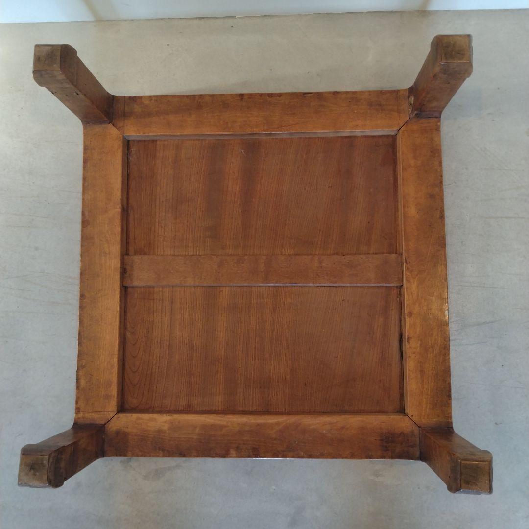 木彫り 古道具 アンティーク 木製 正方形座卓 ナチュラルウッド