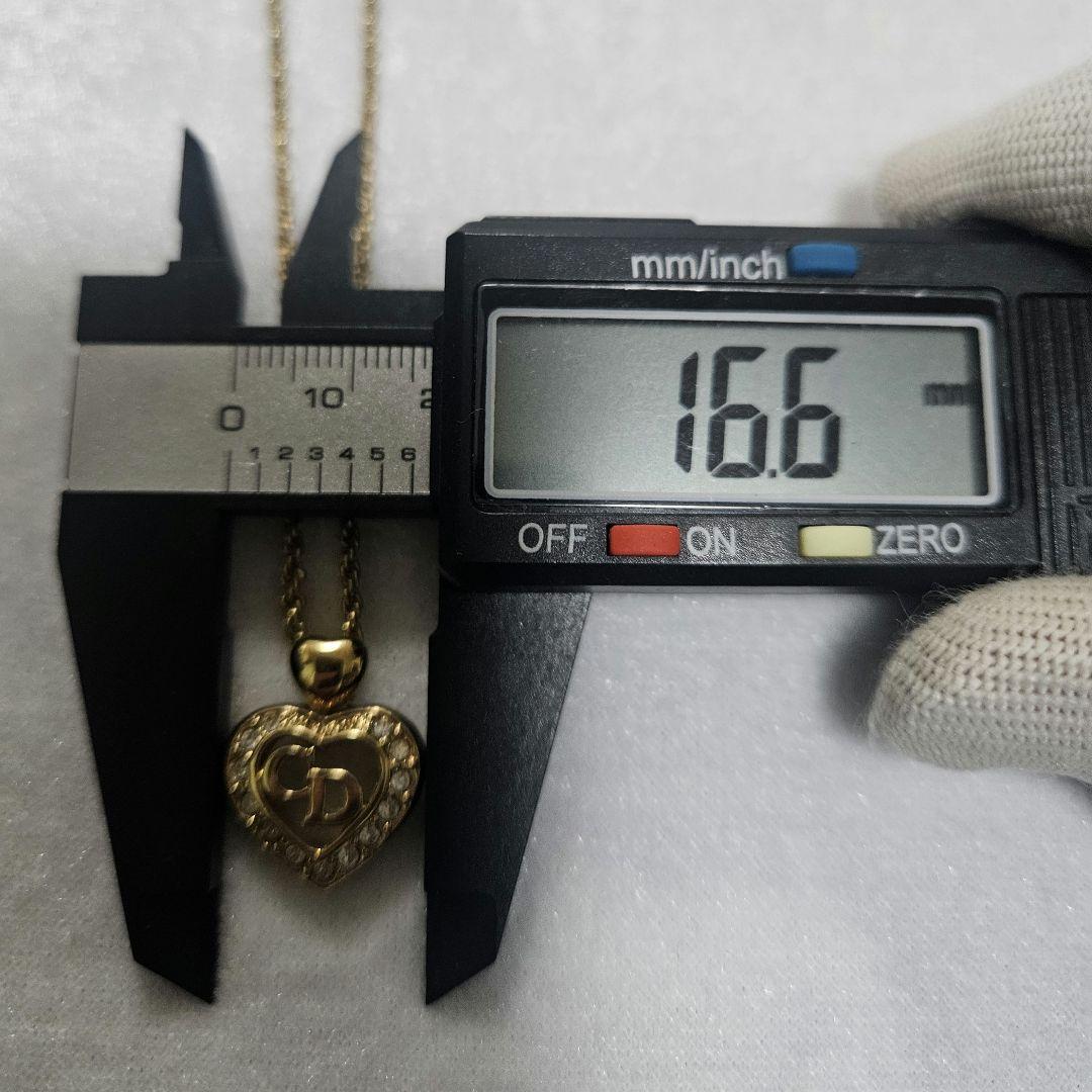 【美品】Christian Dior ネックレス ハートロゴ ラインストーン