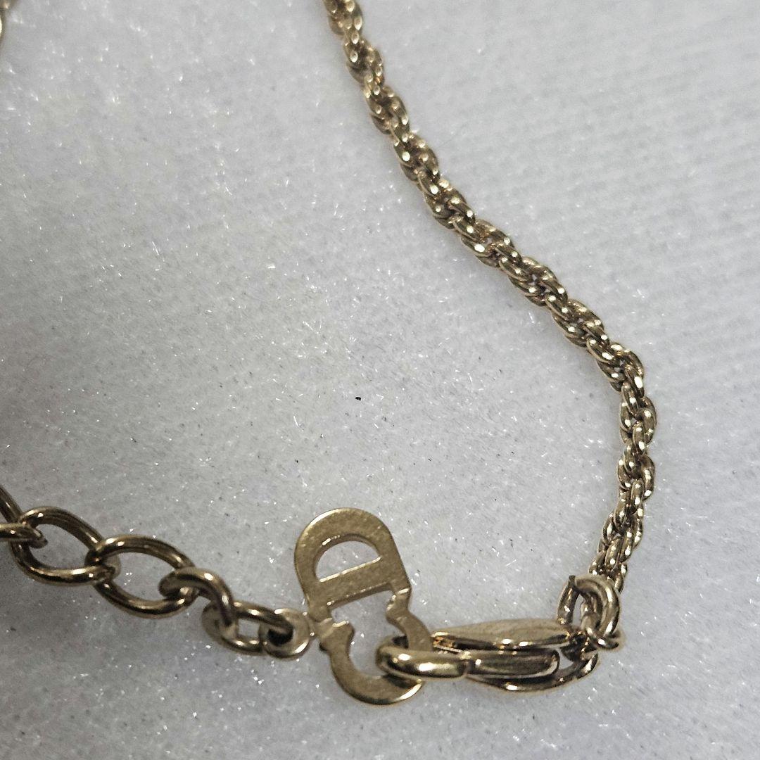 【美品】Christian Dior ネックレス ハートロゴ ラインストーン