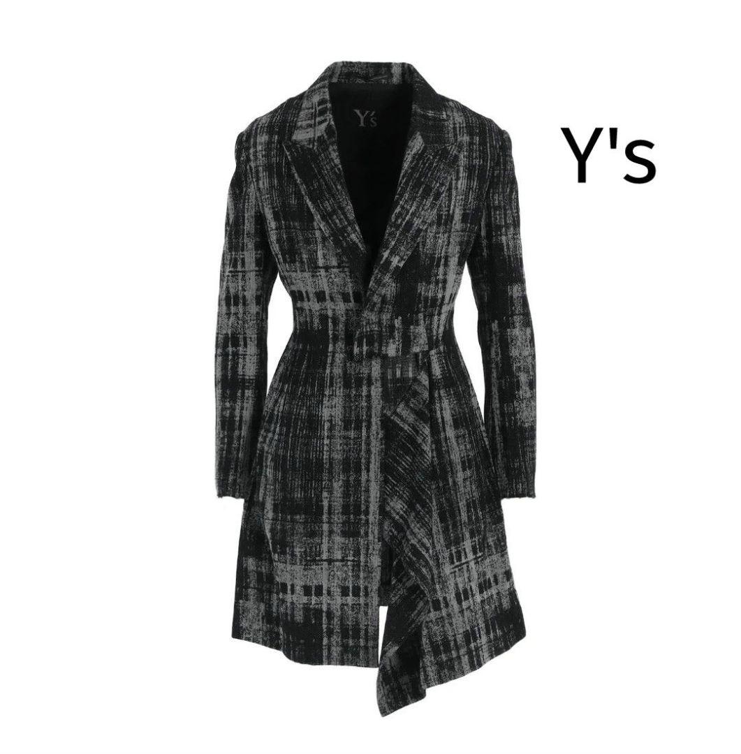 2025・26現行✨Y'sフェイデッド・プレイド・ジャカードジャケット