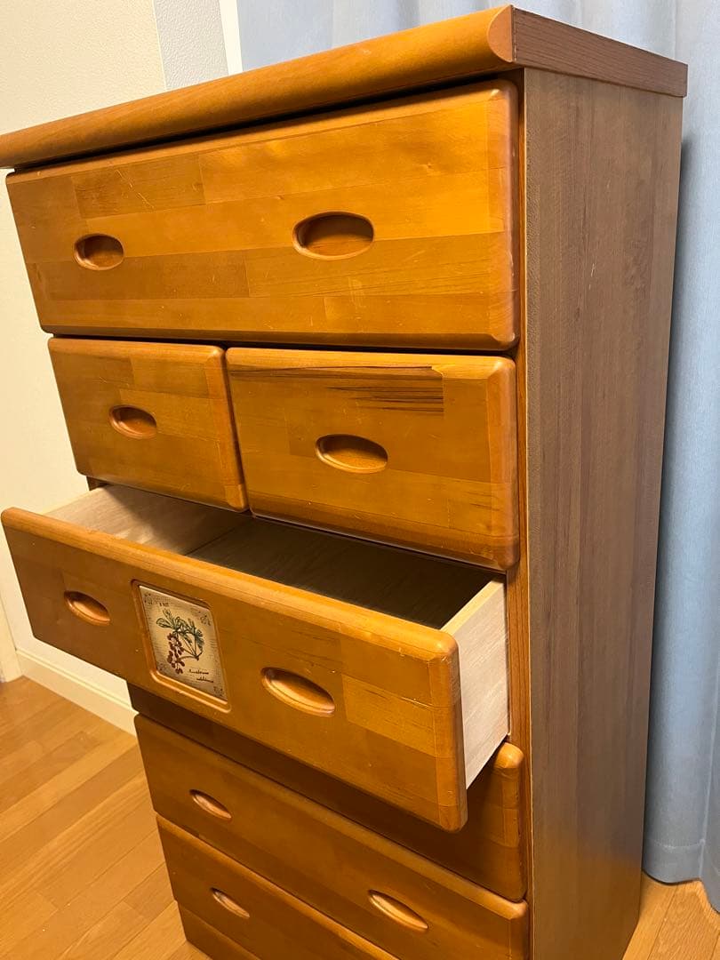 【匿名送料込】木製タンス　洋服タンス　6段