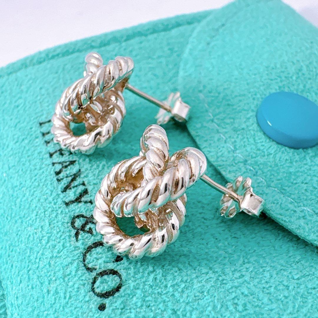 美品 オールドティファニー ツイスト ノット ピアス キャッチ社外品 シルバー