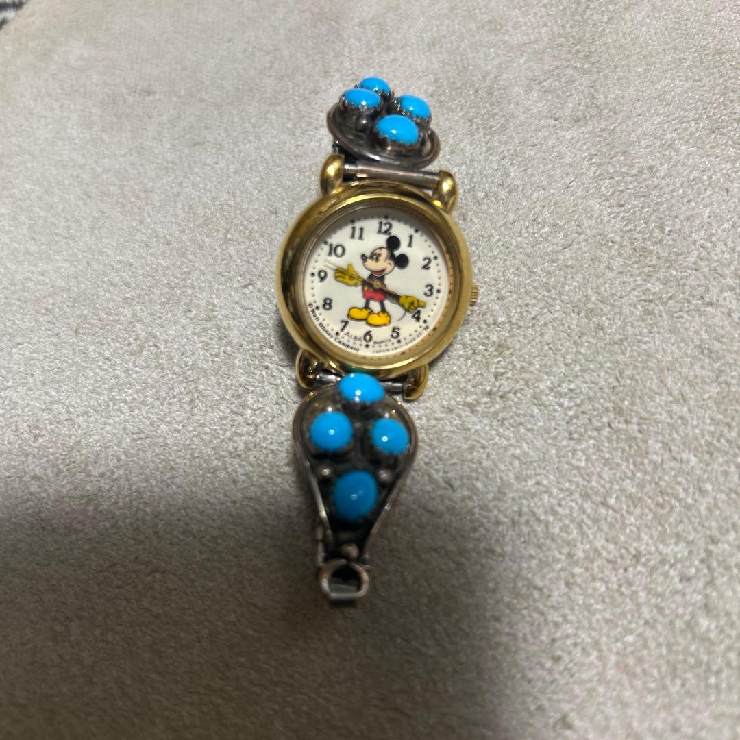インディアンジュエリー　ターコイズ　ミッキーマウス　腕時計