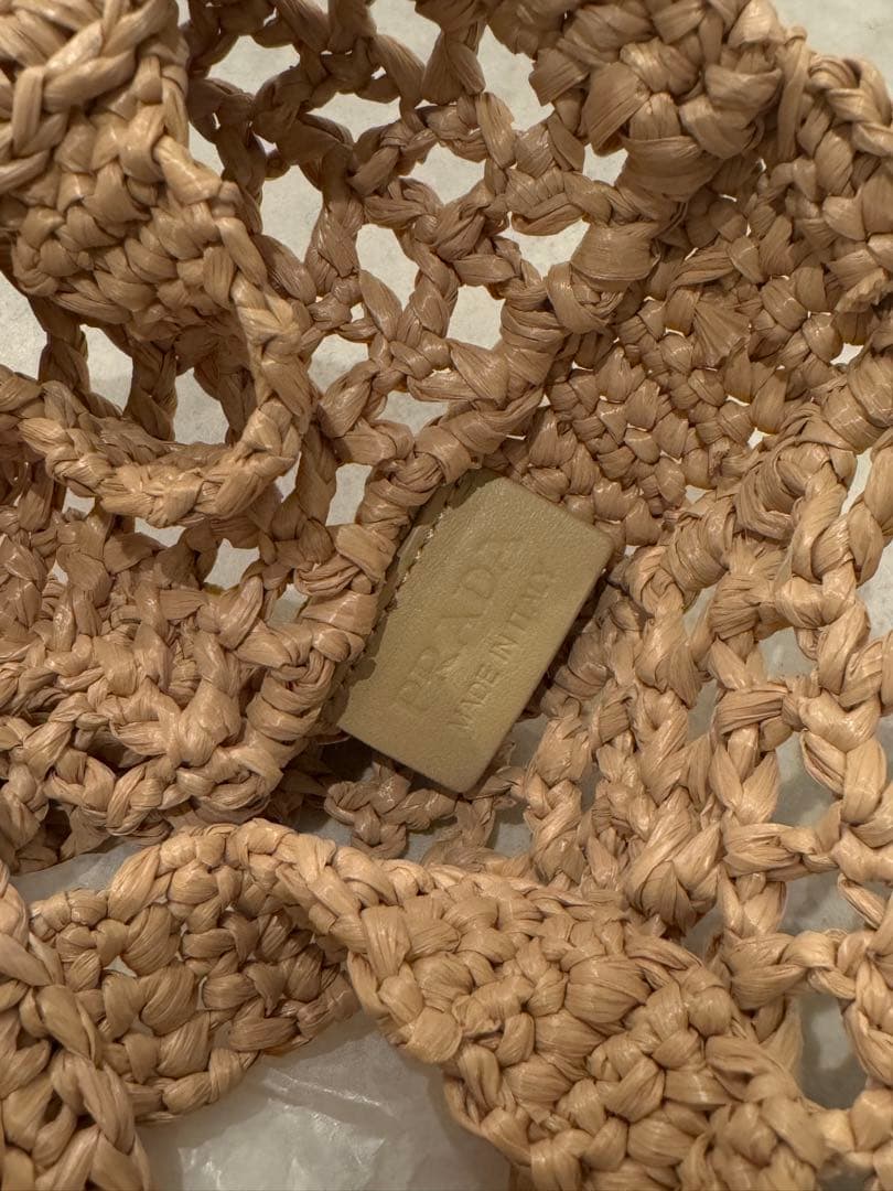 美品正規品 PRADA ラフィアトートバッグ ベージュ　カゴバッグ