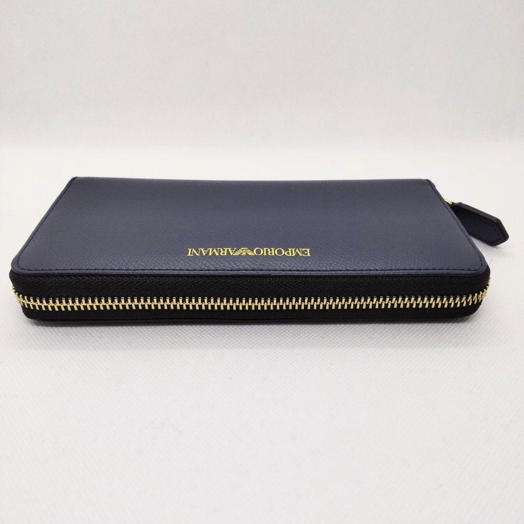 EMPORIO ARMANI ラウンドジップ 長財布 ネイビー