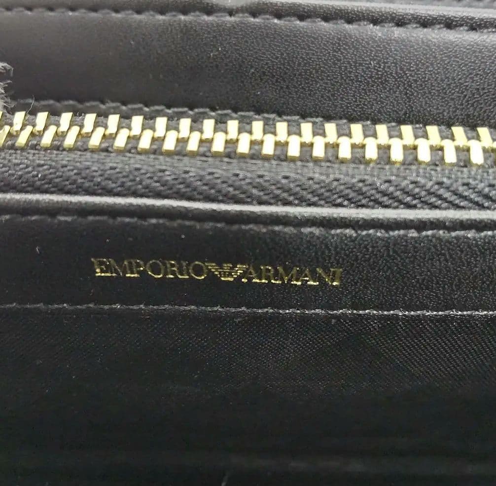 EMPORIO ARMANI ラウンドジップ 長財布 ネイビー