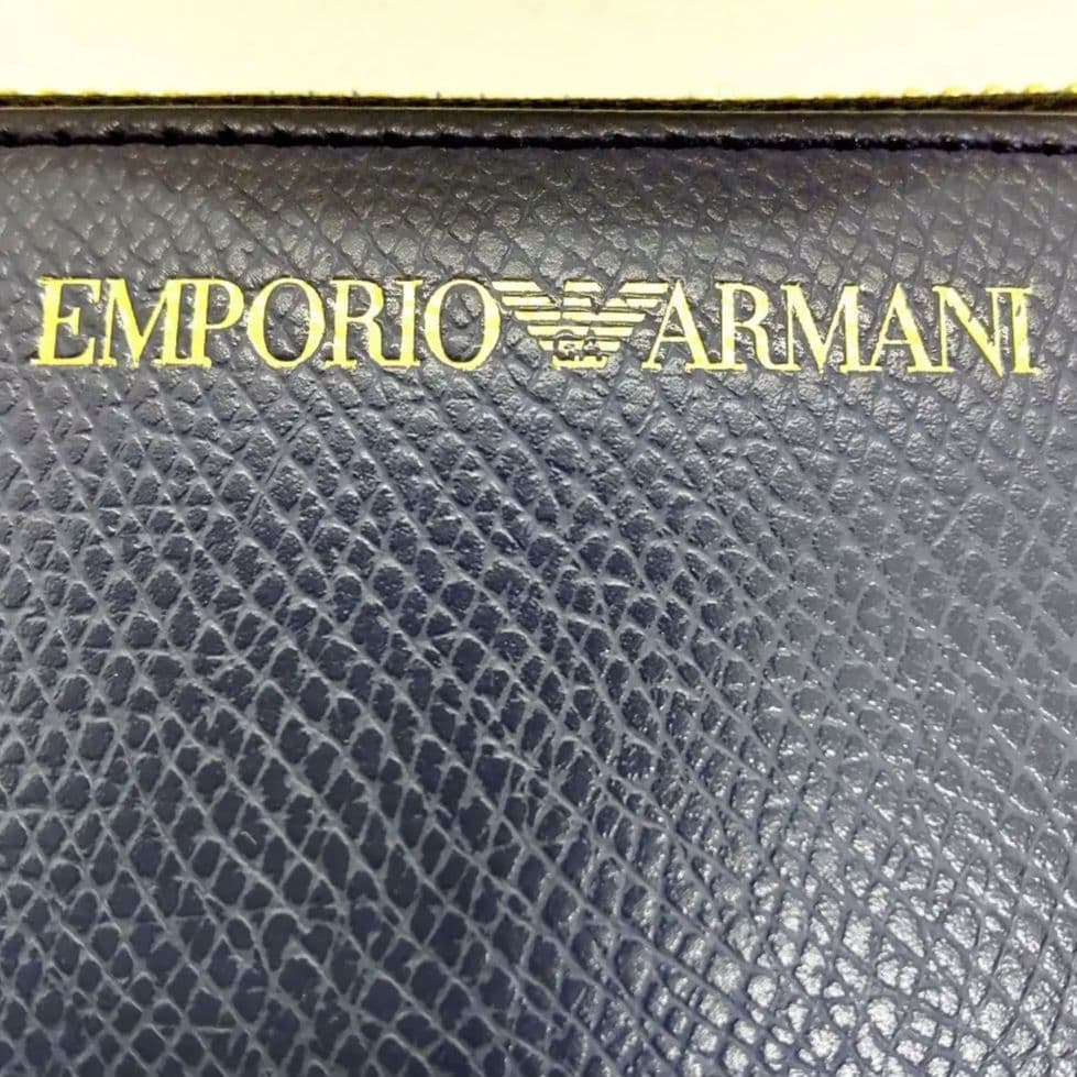 EMPORIO ARMANI ラウンドジップ 長財布 ネイビー