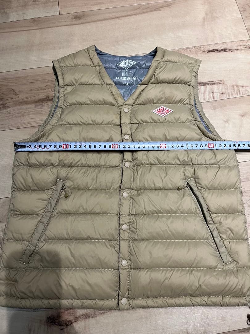 DANTON ベージュ インナーダウンベスト 34