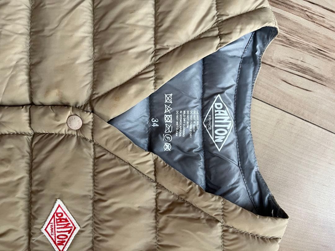DANTON ベージュ インナーダウンベスト 34