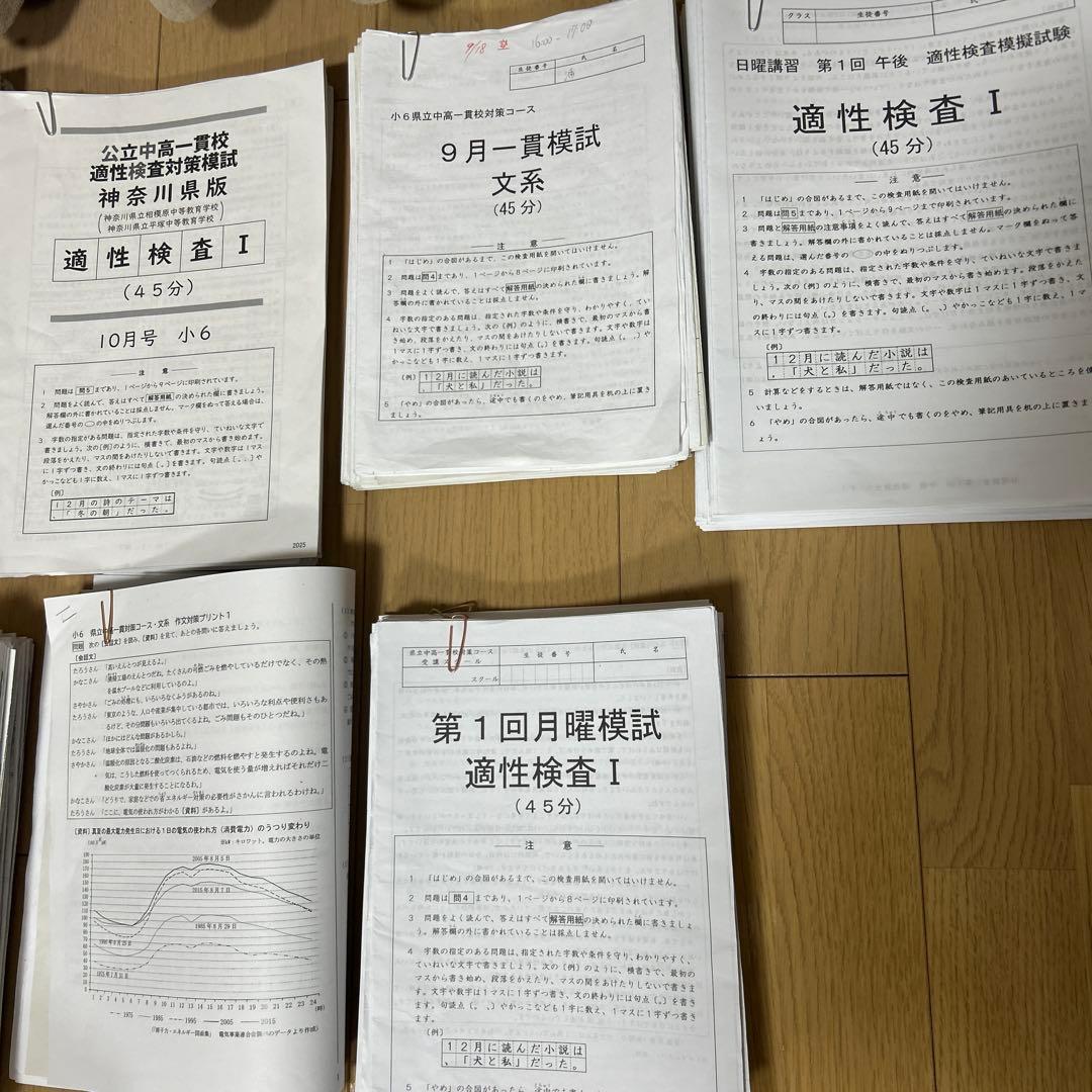 新小6 平塚、相模原中高一貫　適性検査対策専門塾に通っていた問題集のまとめ