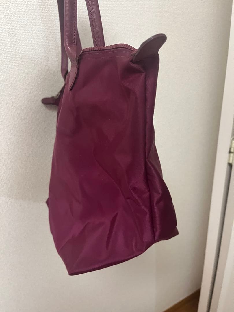 パープル ナイロントートバッグ ジッパー付き