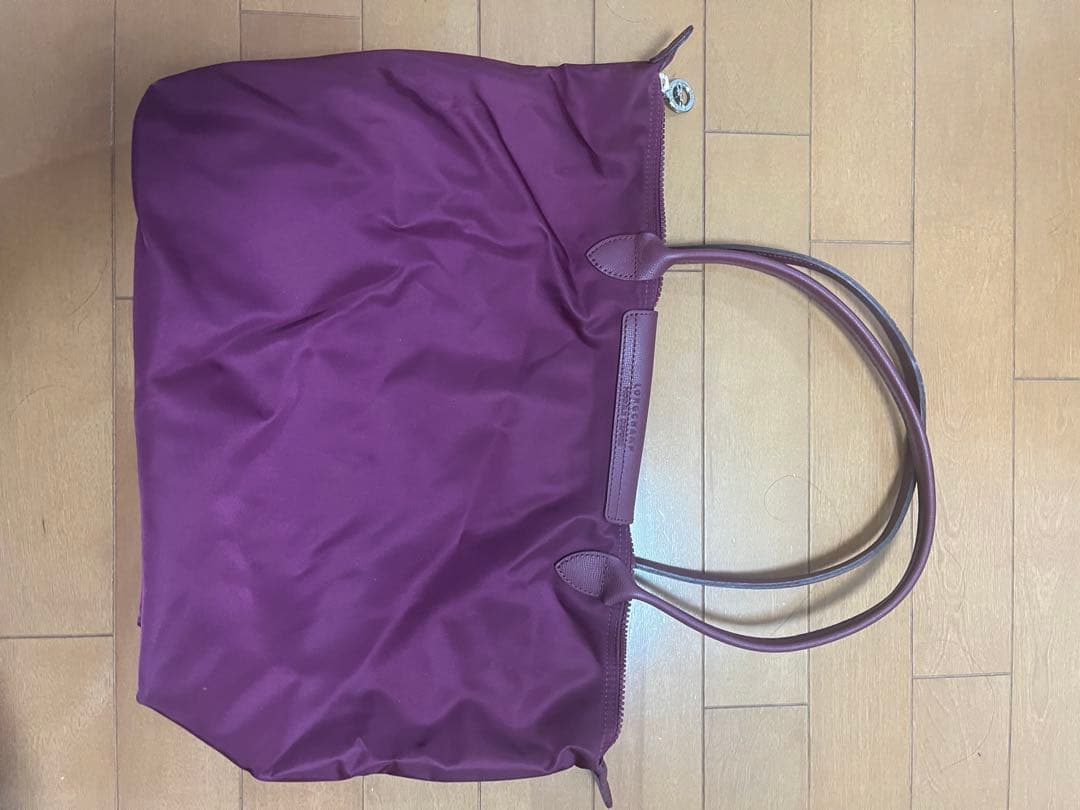 パープル ナイロントートバッグ ジッパー付き