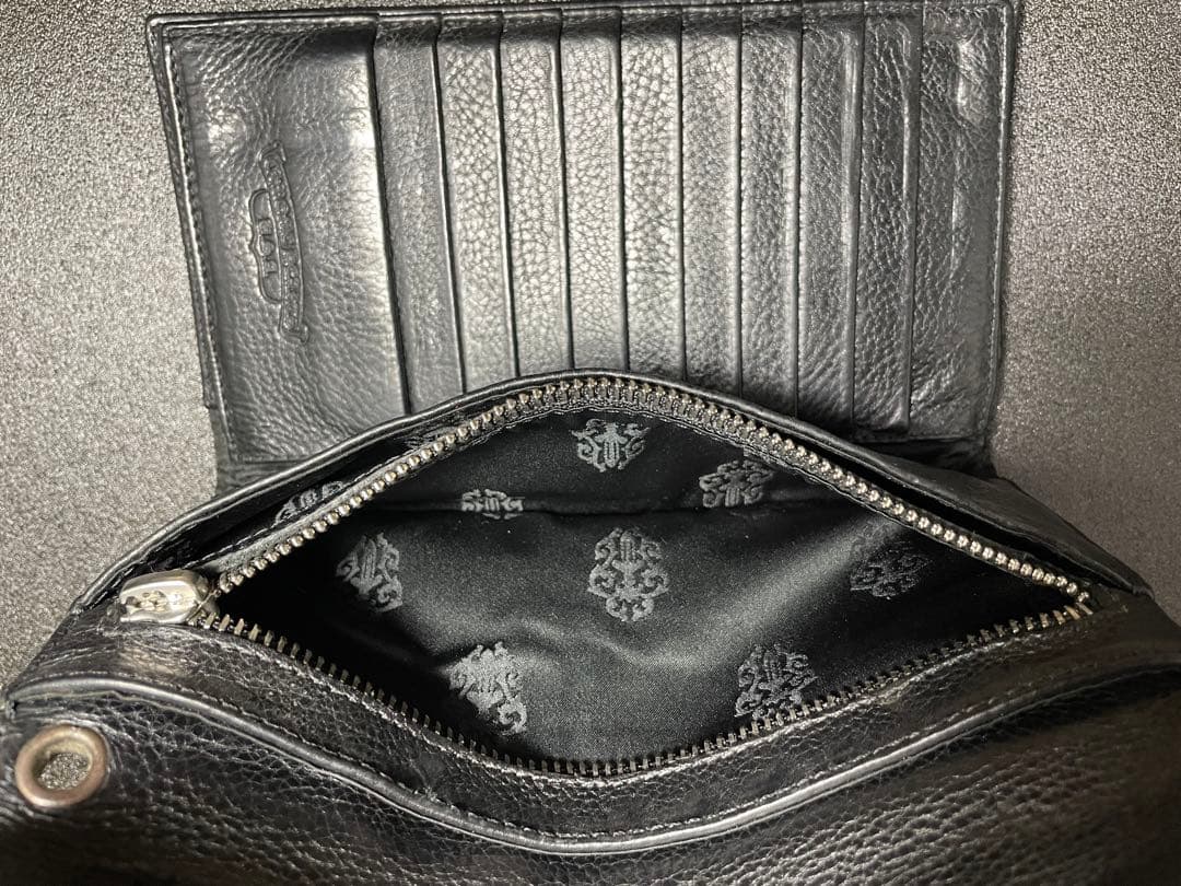 クロムハーツ WAVE ウォレット 財布 二つ折り 長財布 ブラック シルバー