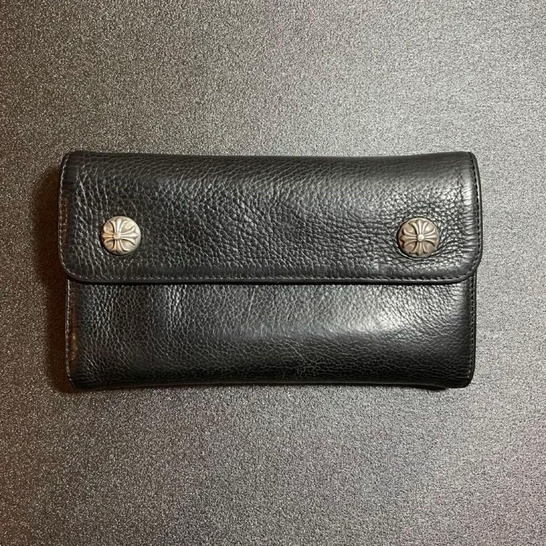 クロムハーツ WAVE ウォレット 財布 二つ折り 長財布 ブラック シルバー