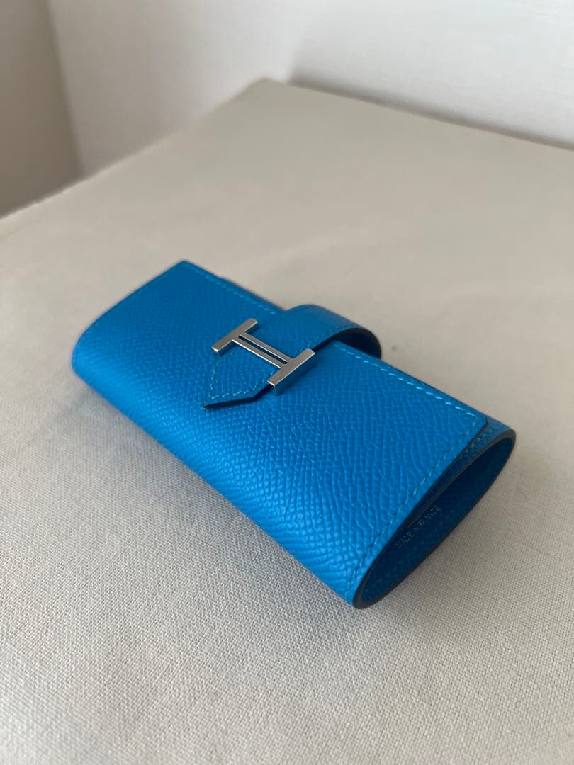 【美品】HERMES エルメス　べアン 4連キーケース　ブルー　W刻印
