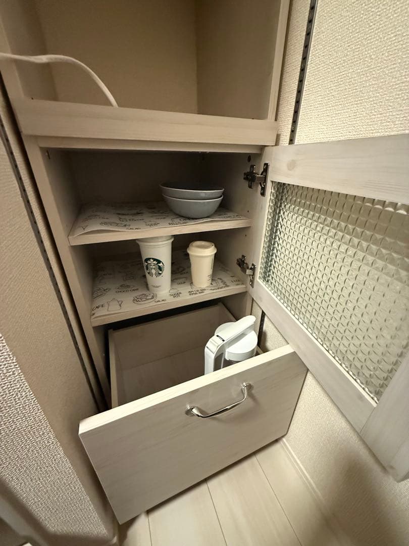 食器棚　レンジ台 スリム 幅45 高さ 約150 コンパクト キャスター付き