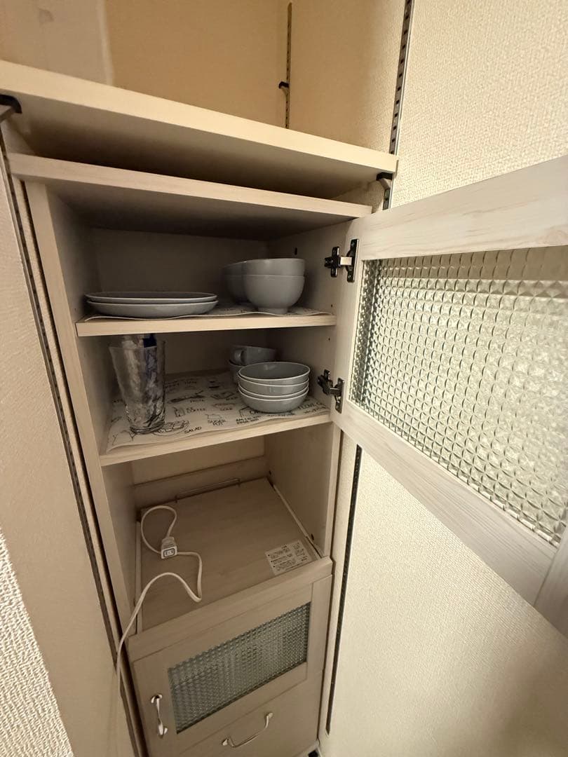 食器棚　レンジ台 スリム 幅45 高さ 約150 コンパクト キャスター付き