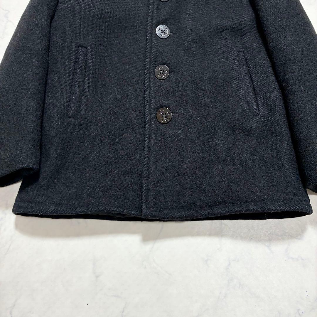 希少/シングル✨Schott ピーコート 裏地キルティング メルトン 黒 38