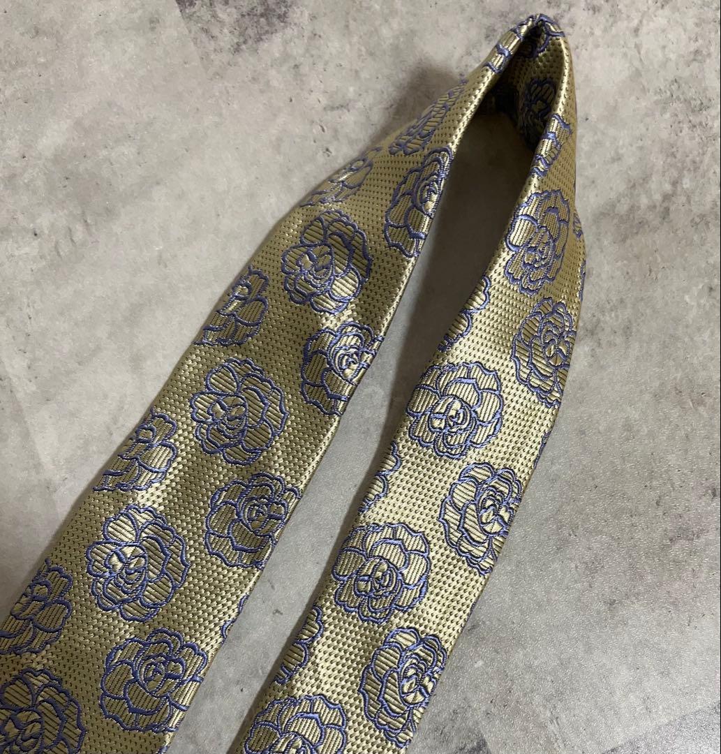 CHANEL ネクタイ カメリア ジャガード 光沢 肉厚