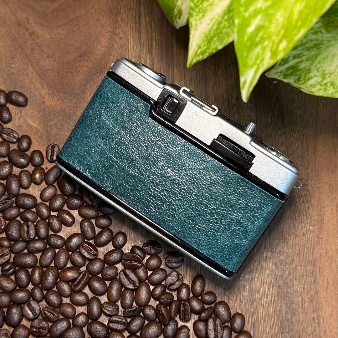 ✴️初心者向✴️シボ革グリーンレザー✴️実写・分解整備済✴️オリンパスPEN EE-3‼️