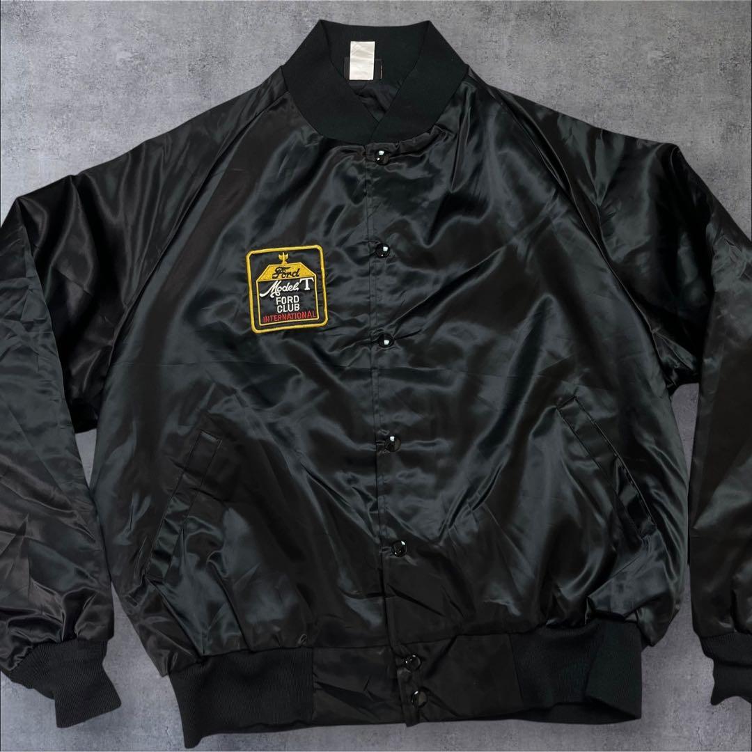 90s USA製 Ford スタジャン 刺繍デザイン ブラック ヴィンテージ