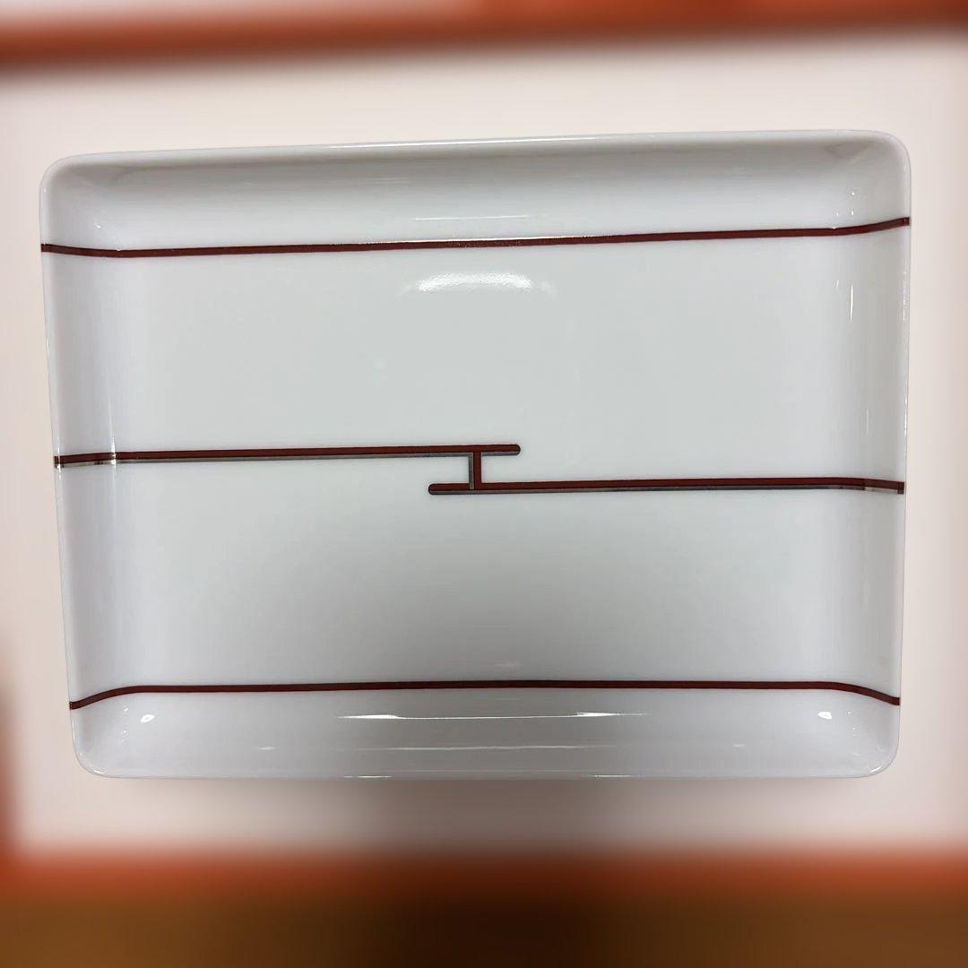 HERMES 皿 2枚セット 白/茶色と青色　新品　箱付き