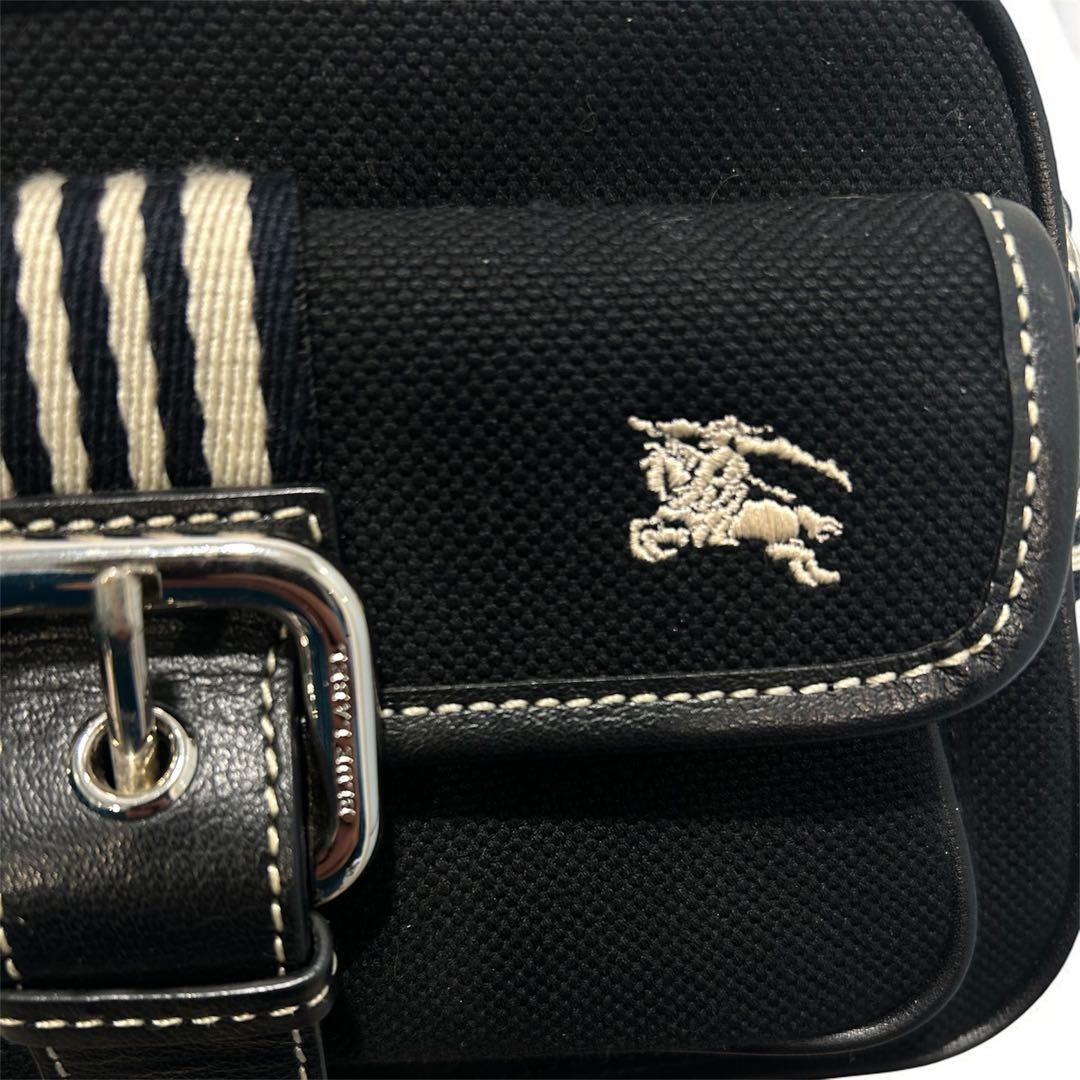Burberry バーバリー　ショルダーバッグ　ブラック　刺繍ロゴ