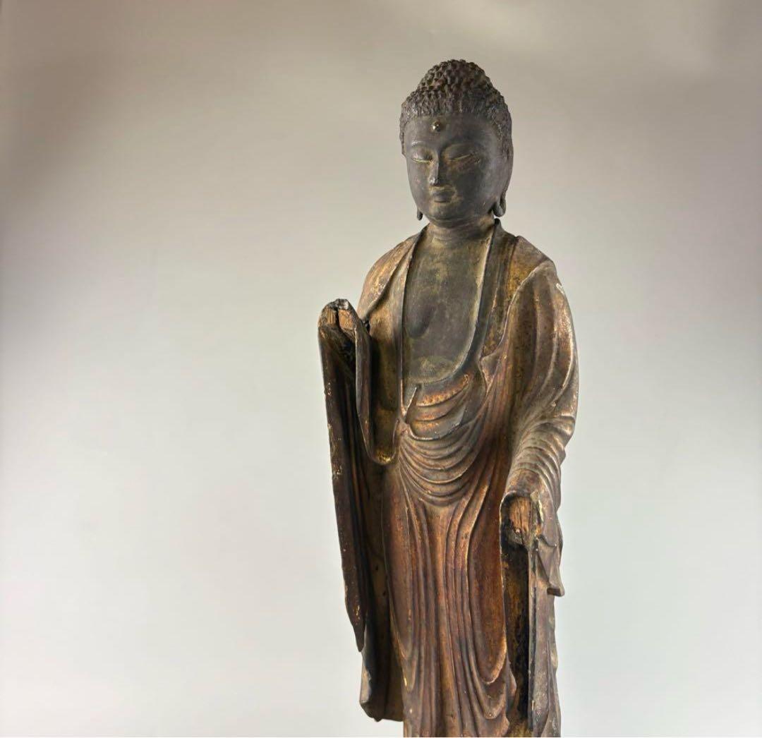 時代 仏教美術 木彫 如来 仏像 高さ約53cm 釈迦 如来