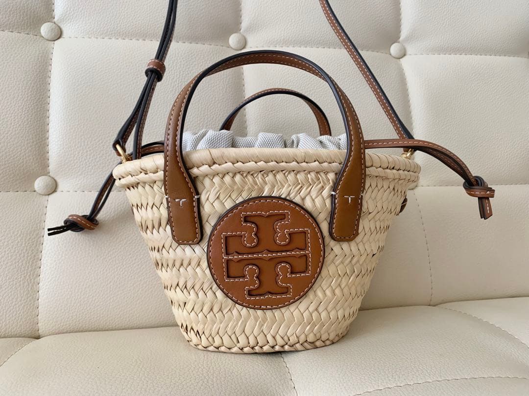 【新品同様美品】Tory Burch トリーバーチ　ストロー かごバッグ ミニ