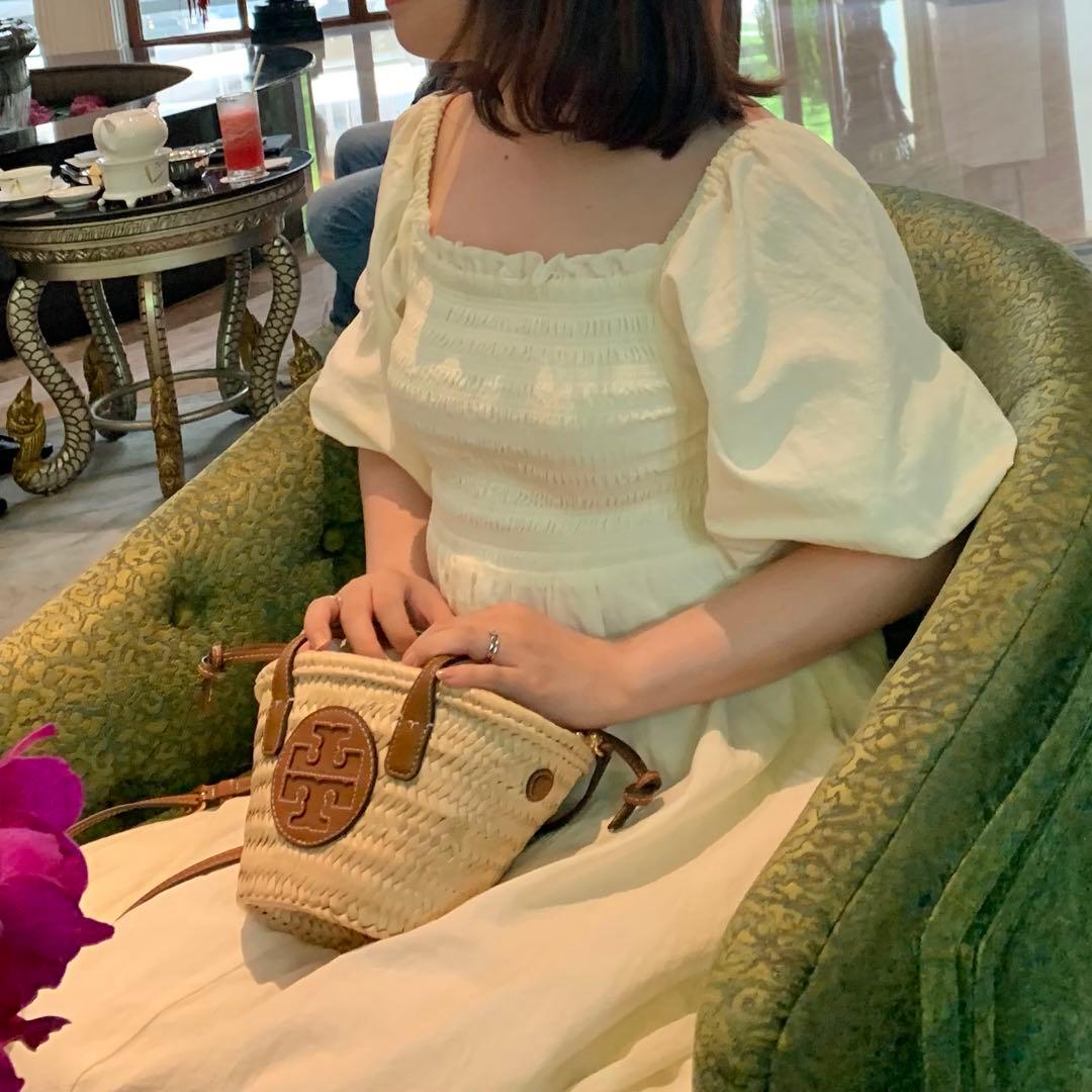 【新品同様美品】Tory Burch トリーバーチ　ストロー かごバッグ ミニ