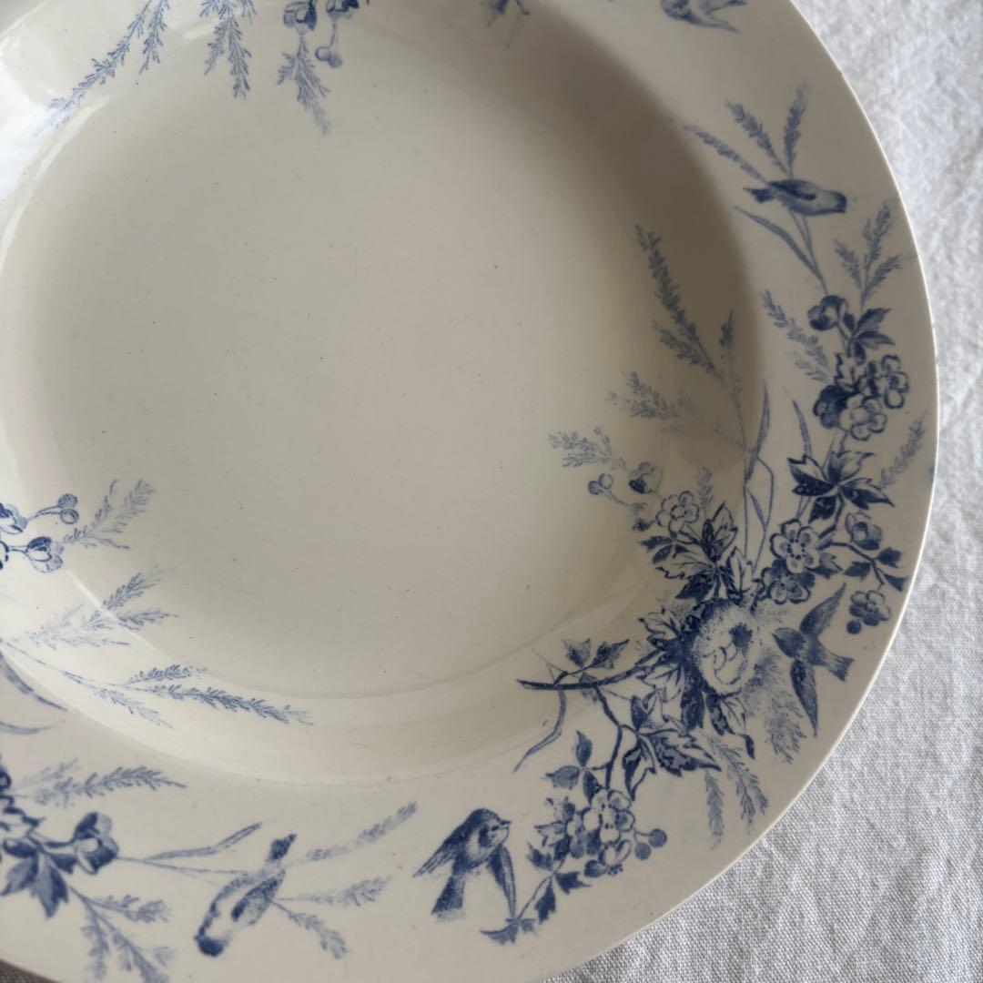 フランスアンティーク クレイユエモントロー ￼Linotteプレート2枚セット