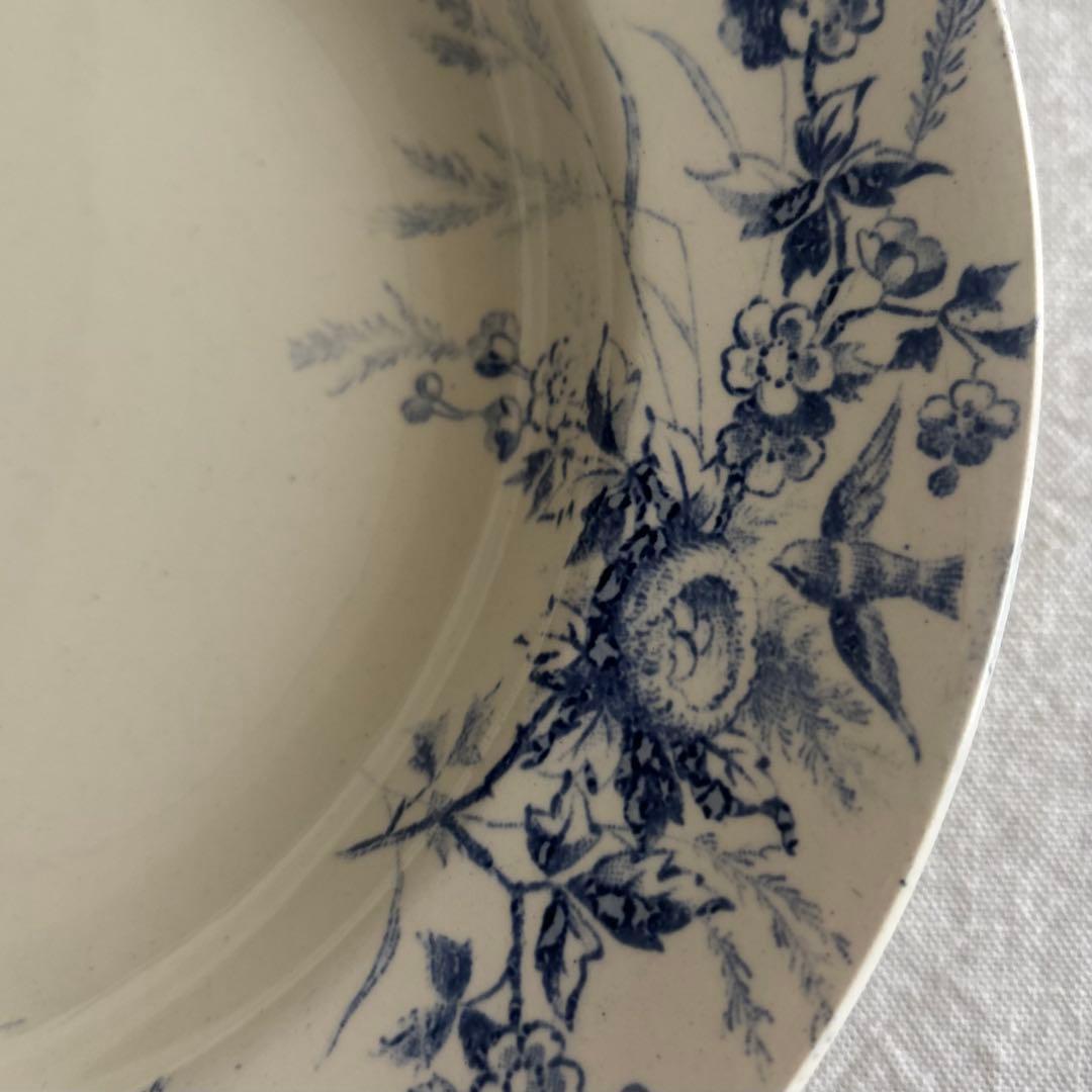 フランスアンティーク クレイユエモントロー ￼Linotteプレート2枚セット