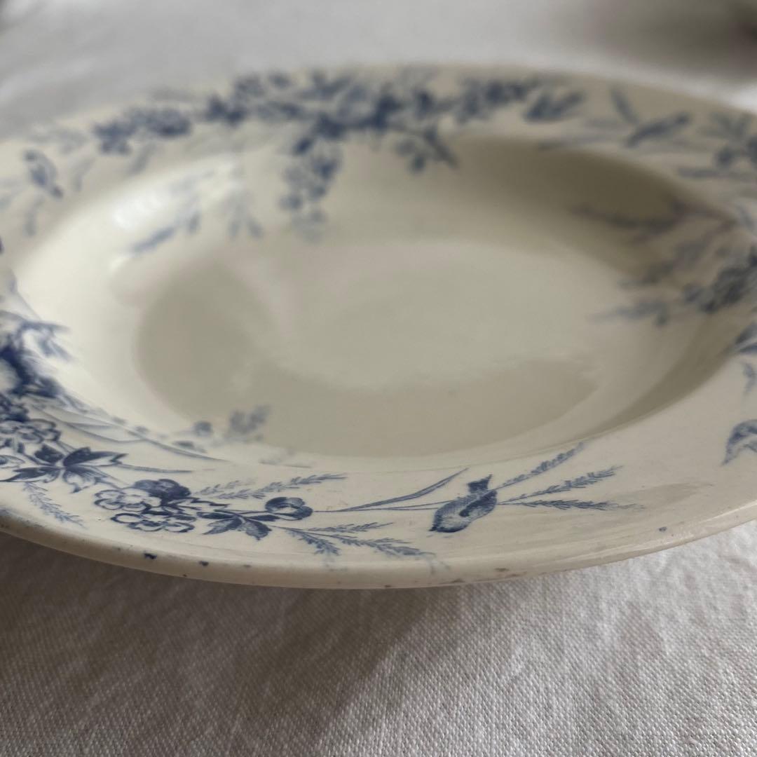 フランスアンティーク クレイユエモントロー ￼Linotteプレート2枚セット