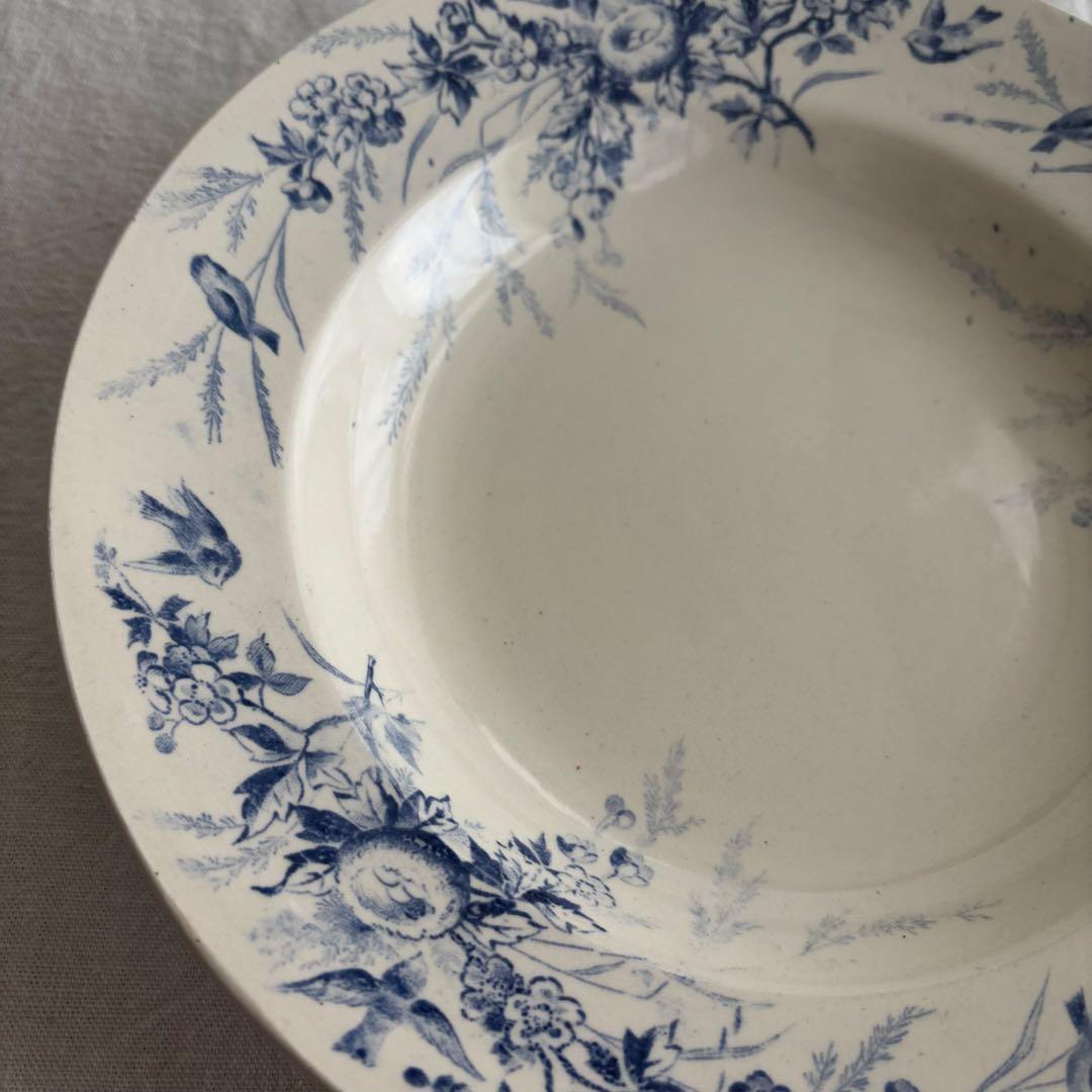 フランスアンティーク クレイユエモントロー ￼Linotteプレート2枚セット