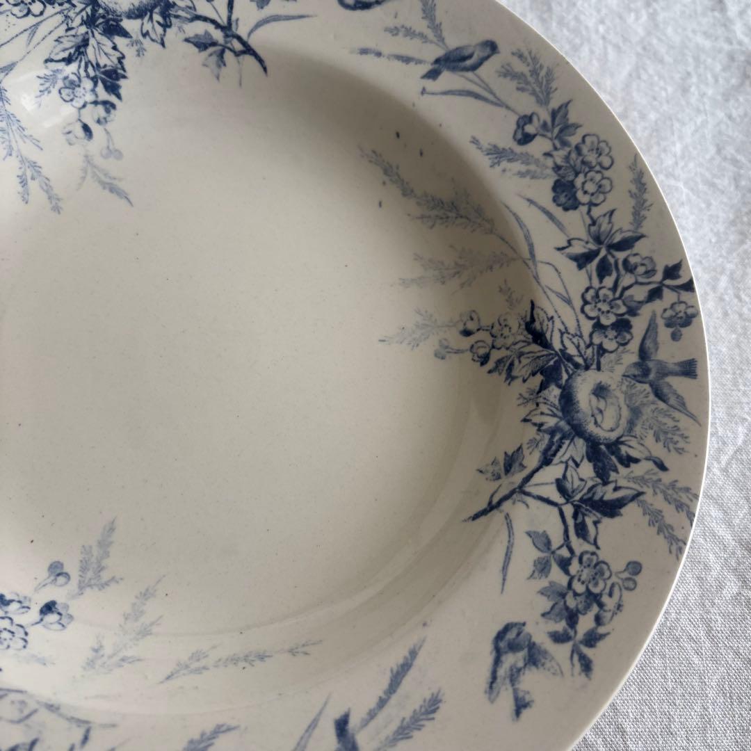 フランスアンティーク クレイユエモントロー ￼Linotteプレート2枚セット