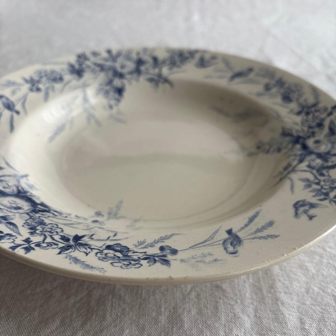 フランスアンティーク クレイユエモントロー ￼Linotteプレート2枚セット