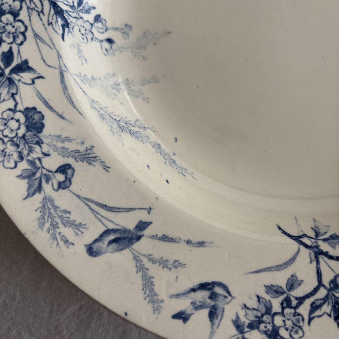 フランスアンティーク クレイユエモントロー ￼Linotteプレート2枚セット