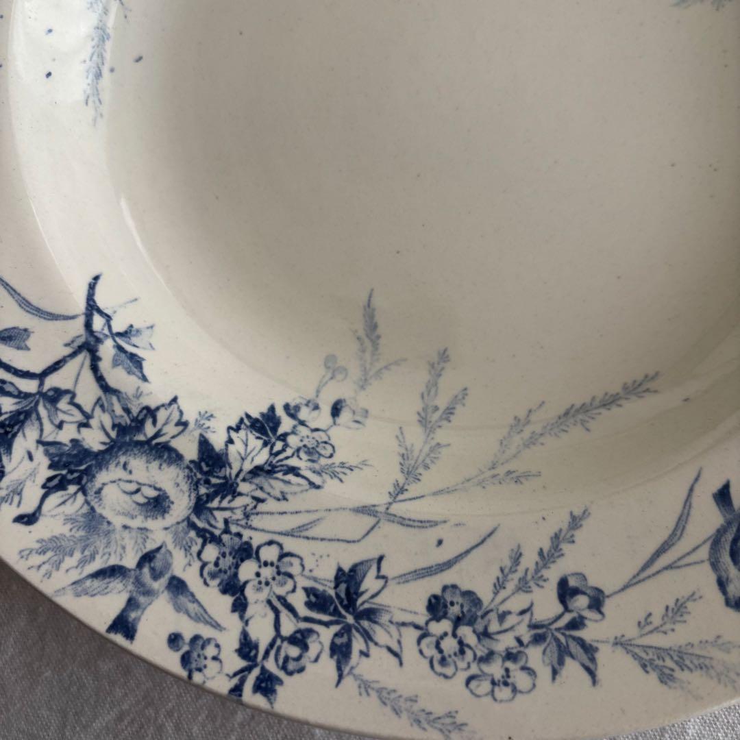 フランスアンティーク クレイユエモントロー ￼Linotteプレート2枚セット