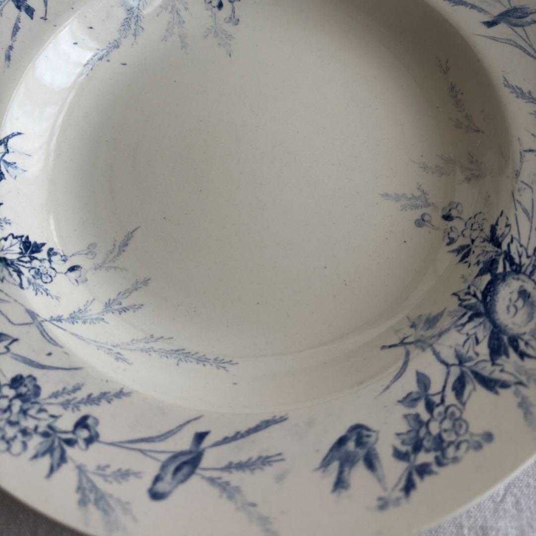 フランスアンティーク クレイユエモントロー ￼Linotteプレート2枚セット