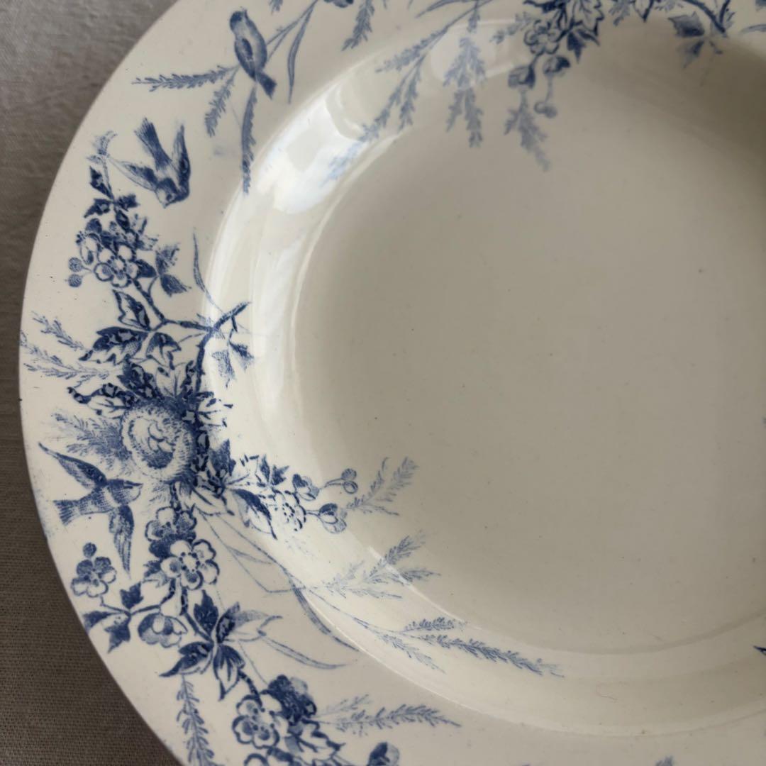 フランスアンティーク クレイユエモントロー ￼Linotteプレート2枚セット