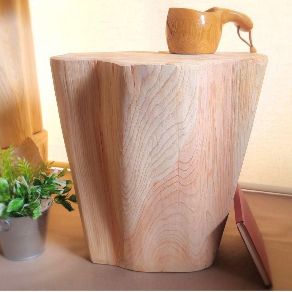 東濃ひのき 高さ37幅38 切株スツール・テーブル・無垢無塗装・オーガニック