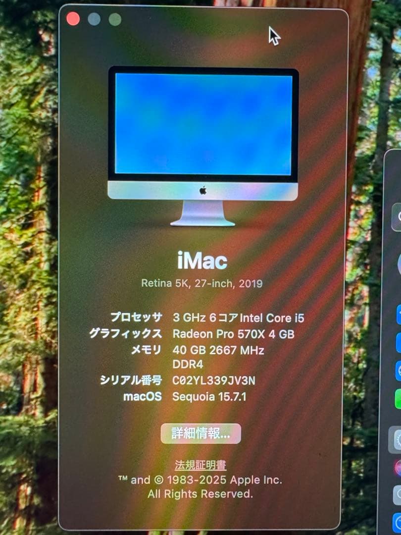 Macデスクトップ Apple iMac Retina 5K 27inch 3.0GHz 2019