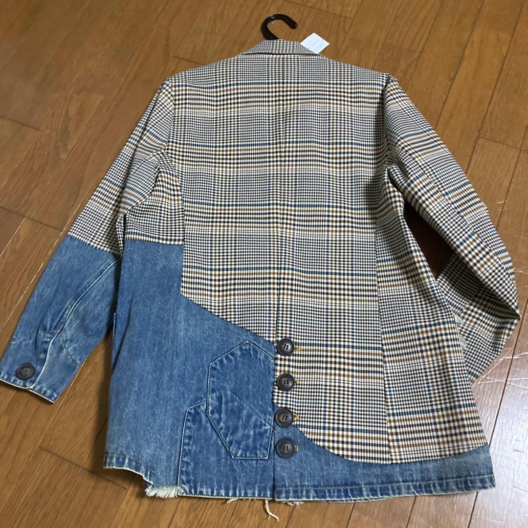 新品 ミカーレ・ミカーレ　ドッキングジャケット　デニム チェック　risley