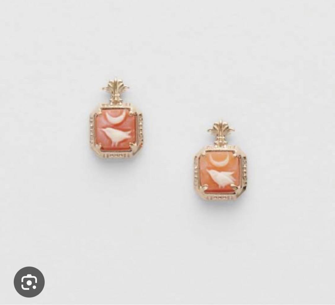 アガット　agete カメオ　ピアス　鳥　 シェルカメオ　k10