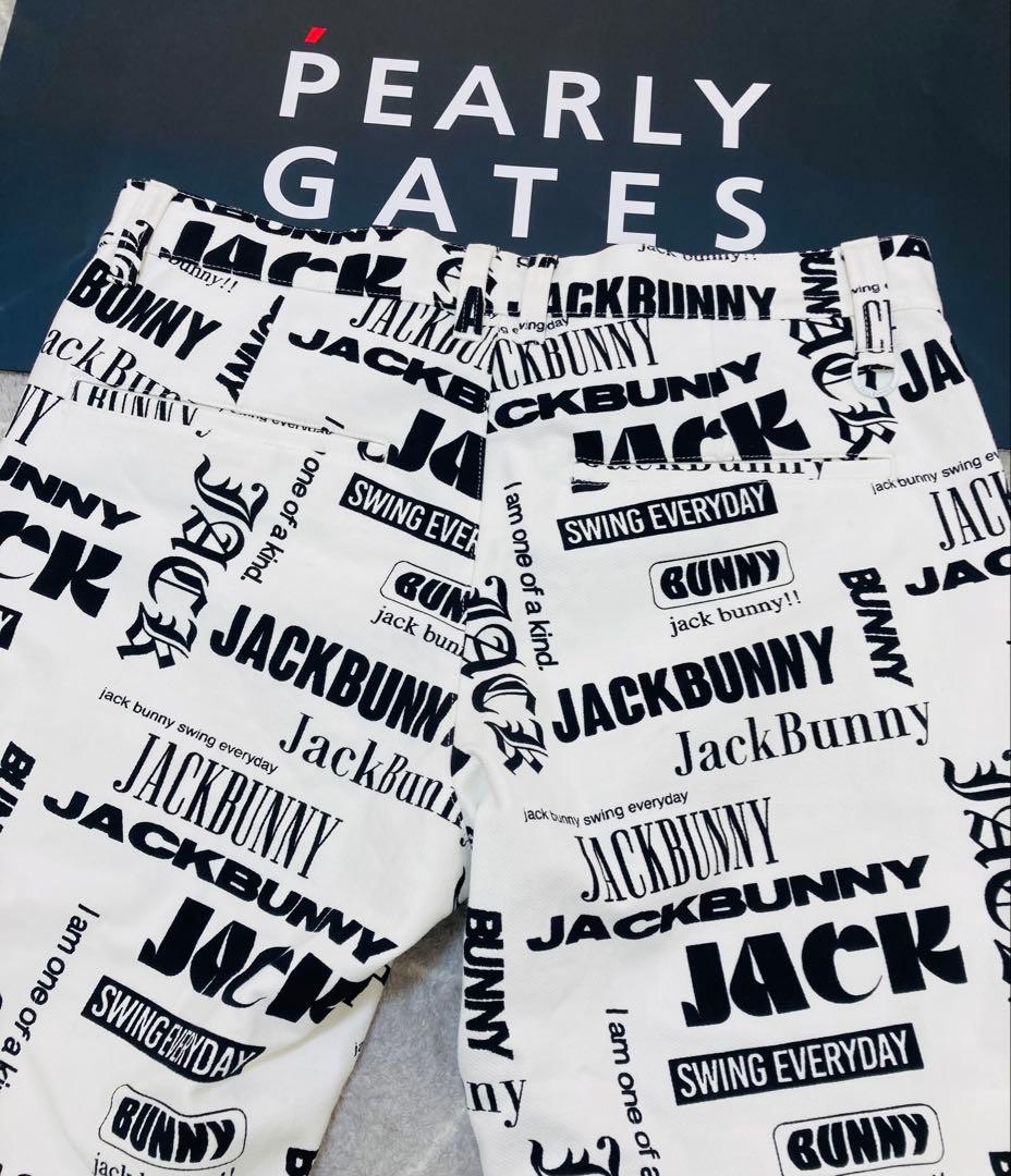 新品 パーリーゲイツ ジャックバニー ツイル 総柄テーパードパンツ(6) LL白