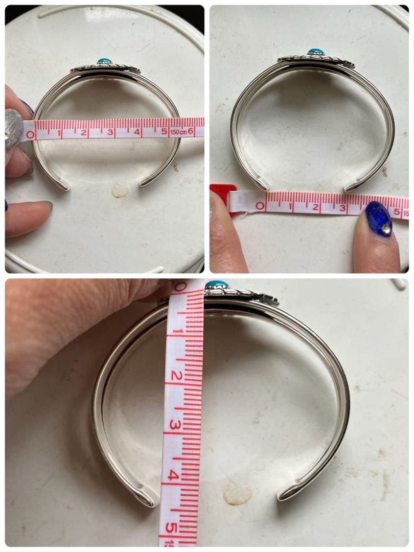 シルバー925 天然石ターコイズ　バングル（腕周り小さめ）ナバホ族