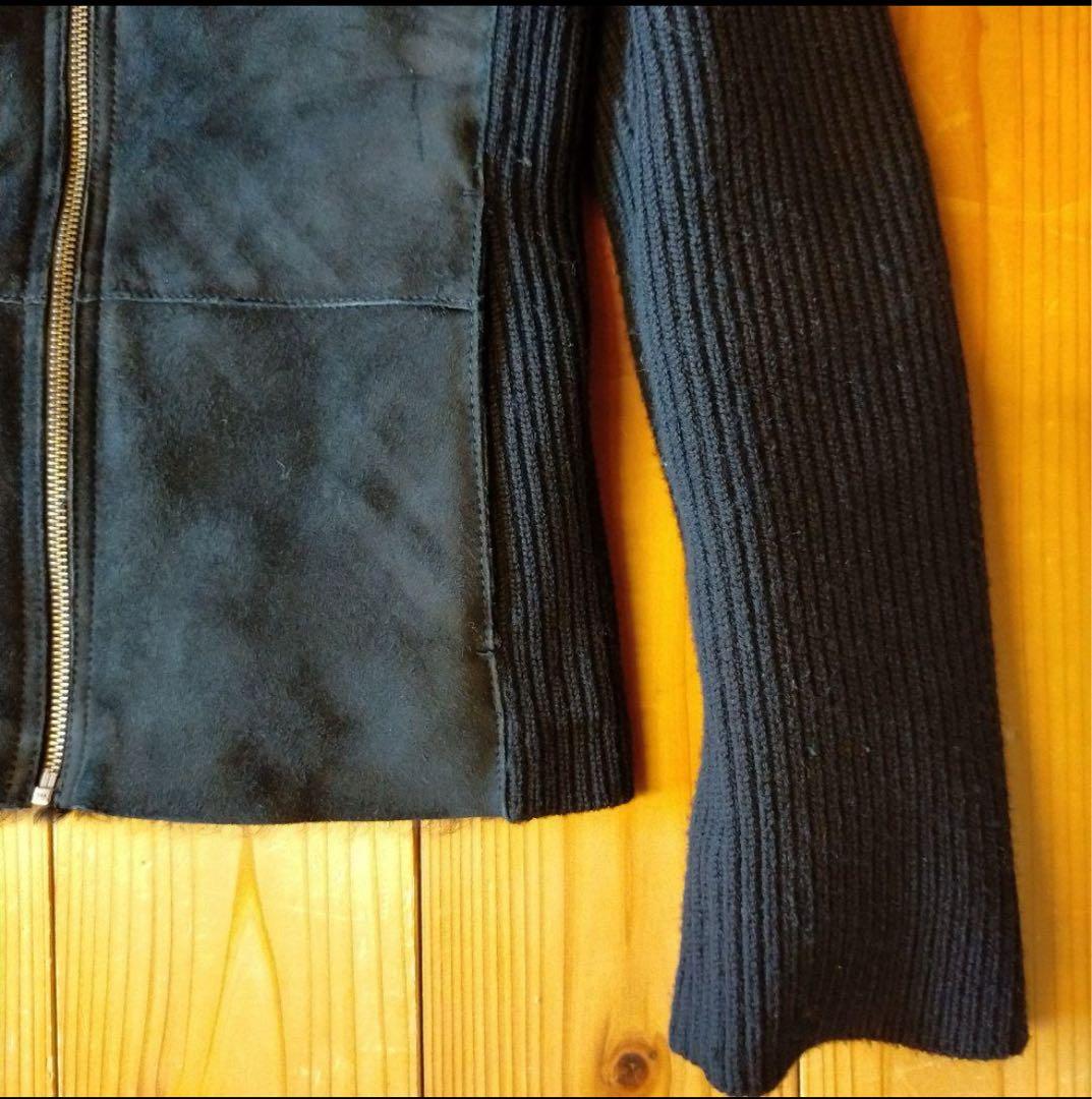 エポカ　ムートンジャケット　羊革　40 L相当　リアルファー　ブラック