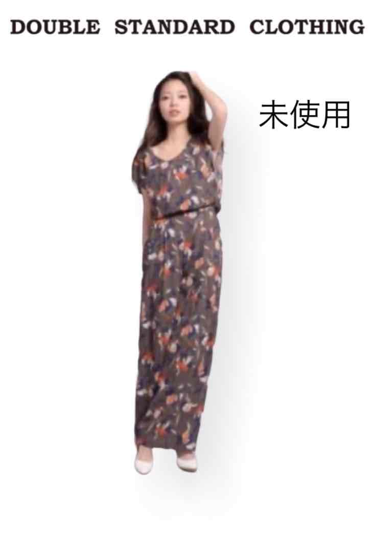 新品ダブルスタンダード花柄オールインワンジャンプスーツオーバーカバーオール茶青緑